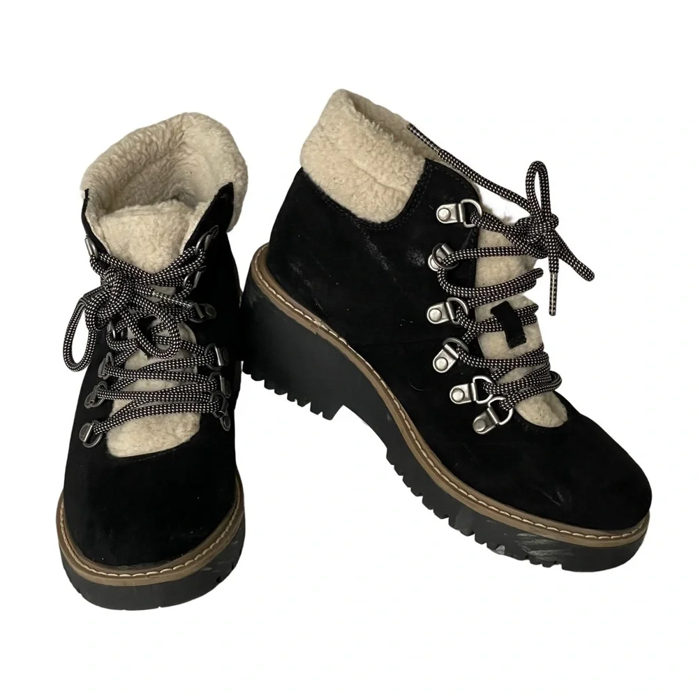 Black Booties by Cliffs with faux fur and suede. Size 5.5 M. Like New.